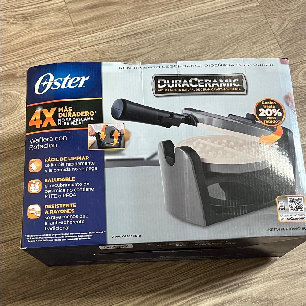 Oster DuraCeramic Flip Waffle Maker - Black & White - Picture 3 of 12